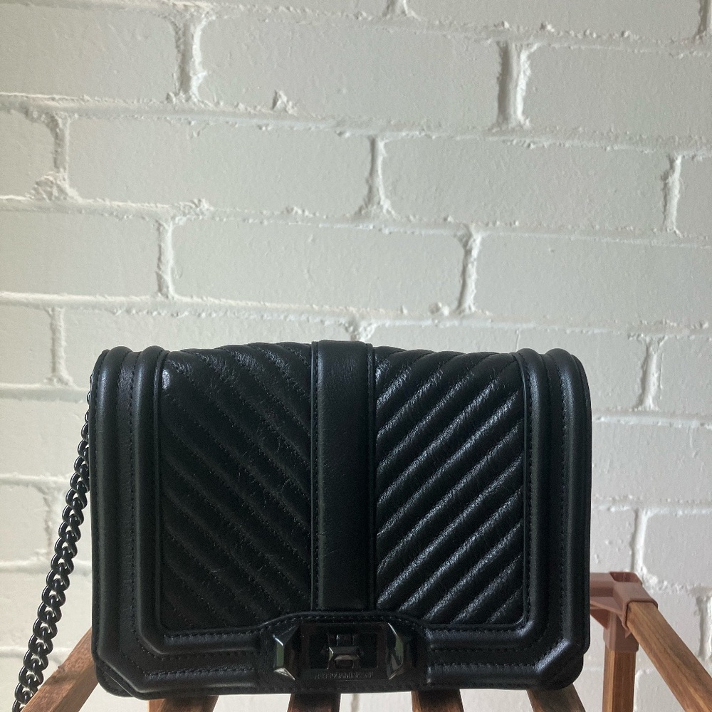 NWOT Rebecca Minkoff Chevron Quilted Small Love Crossbody